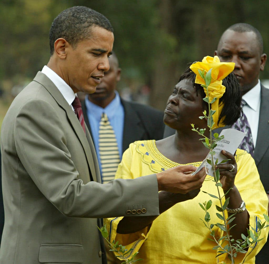 Wangari with Obama